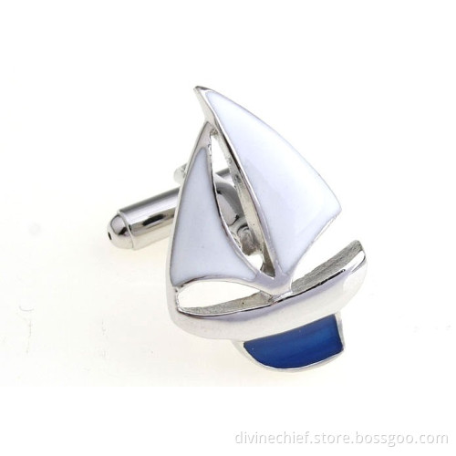 Profession Cufflinks Manufacturer Make Custom Sailing Boat Brass Cufflinks